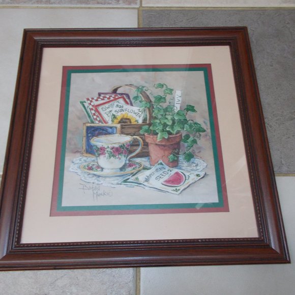 Art by Barbra Mack framed print Other - EUC Still Life Print Matted & Framed